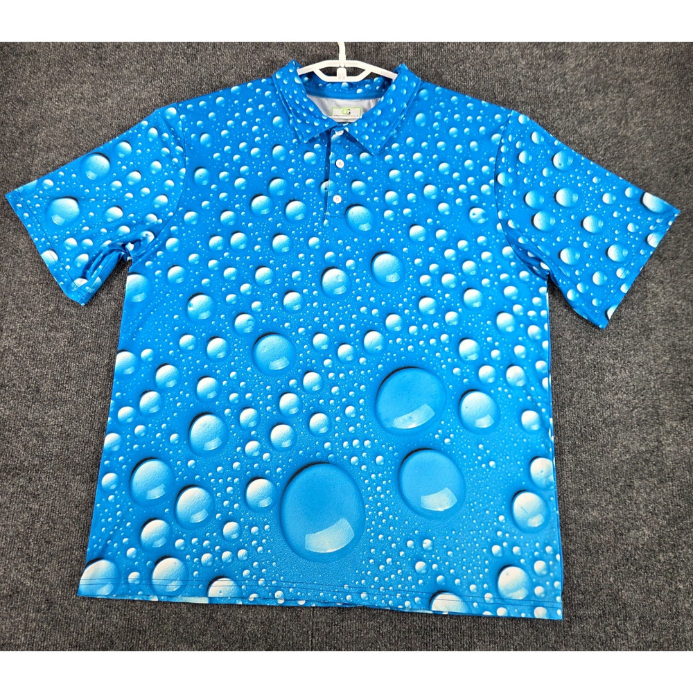 Obnoxious Golf Mens Polo XL Blue Raindrop "The Rain" Performance Short Sleeve